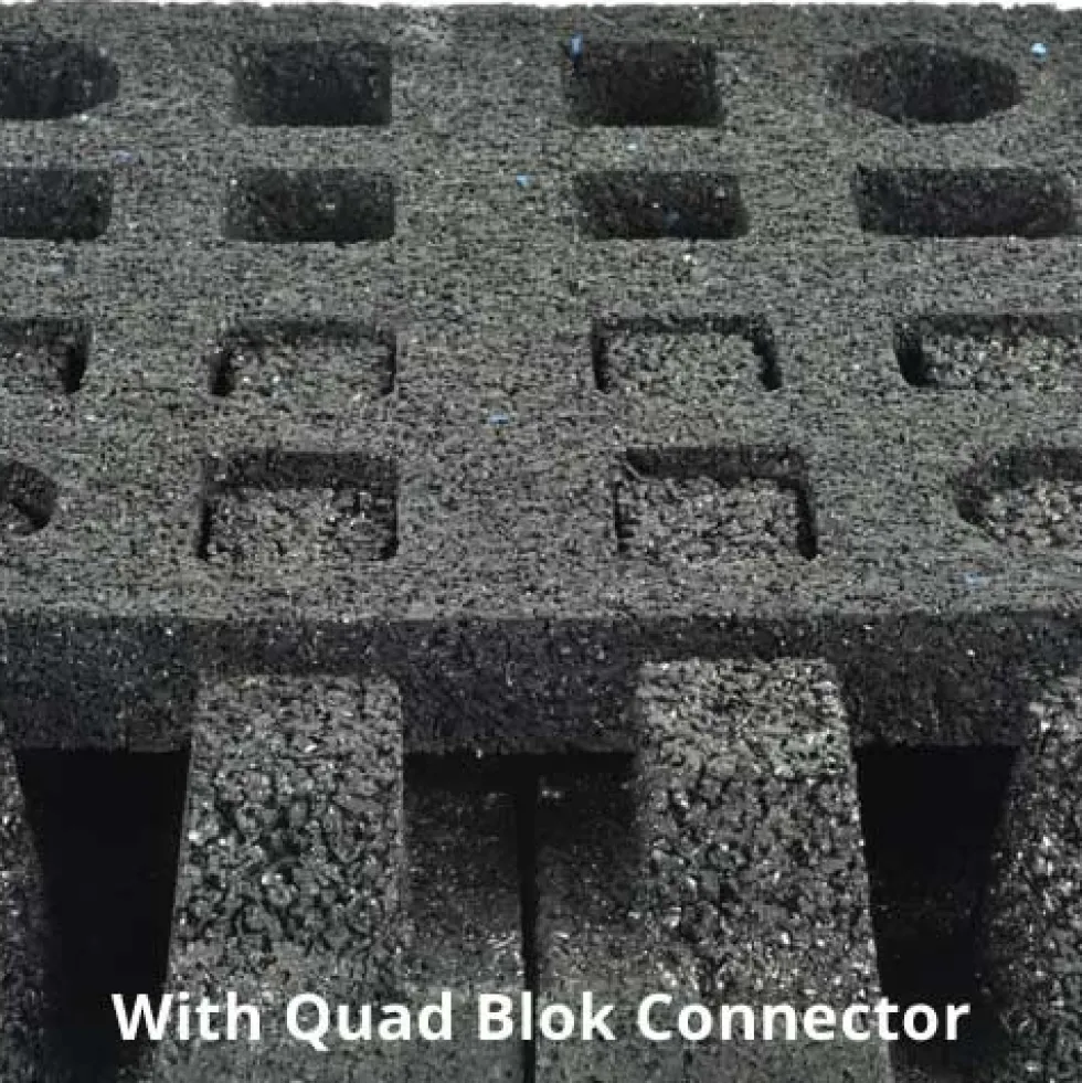 dBTile Gym Floor Tile Black 2.5 Inch x 2x2 Ft. with Quad Blok