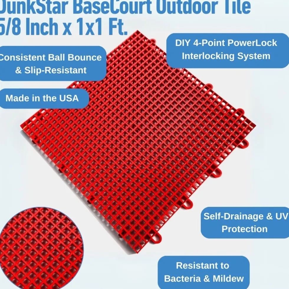 DunkStar BaseCourt Outdoor Tile 5/8 Inch x 1x1 Ft.