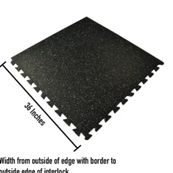 Interlocking Geneva Rubber Tile with Borders 10% Color 3/8 Inch x 35x35 Inch