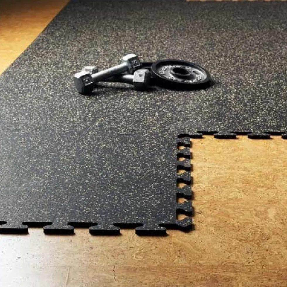 Interlocking Rubber Floor Tiles Gmats Light Gray 3/8 Inch x 2x2 Ft.