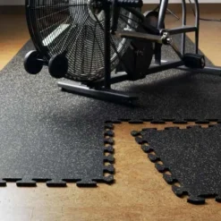 Interlocking Rubber Floor Tiles Gmats Light Gray 3/8 Inch x 2x2 Ft.