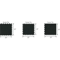 Interlocking Rubber Tile Black 8 mm x 23x23 Inch Eureka