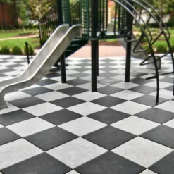 Max Playground Rubber Tile Daybright Midnight 2.5 inch x 2x2 Ft. with Quad Blok