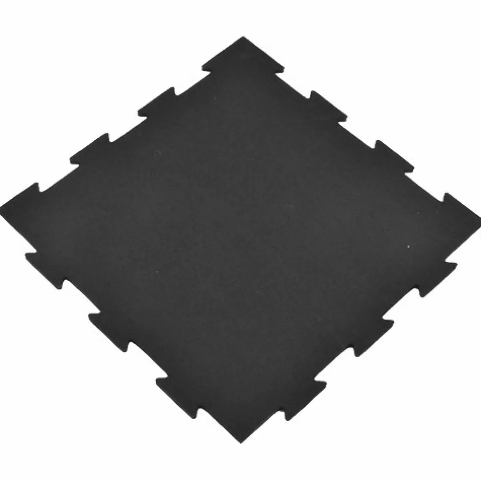 Rubber Tile Interlocking Black 1/2 Inch x 2x2 Ft. Pacific