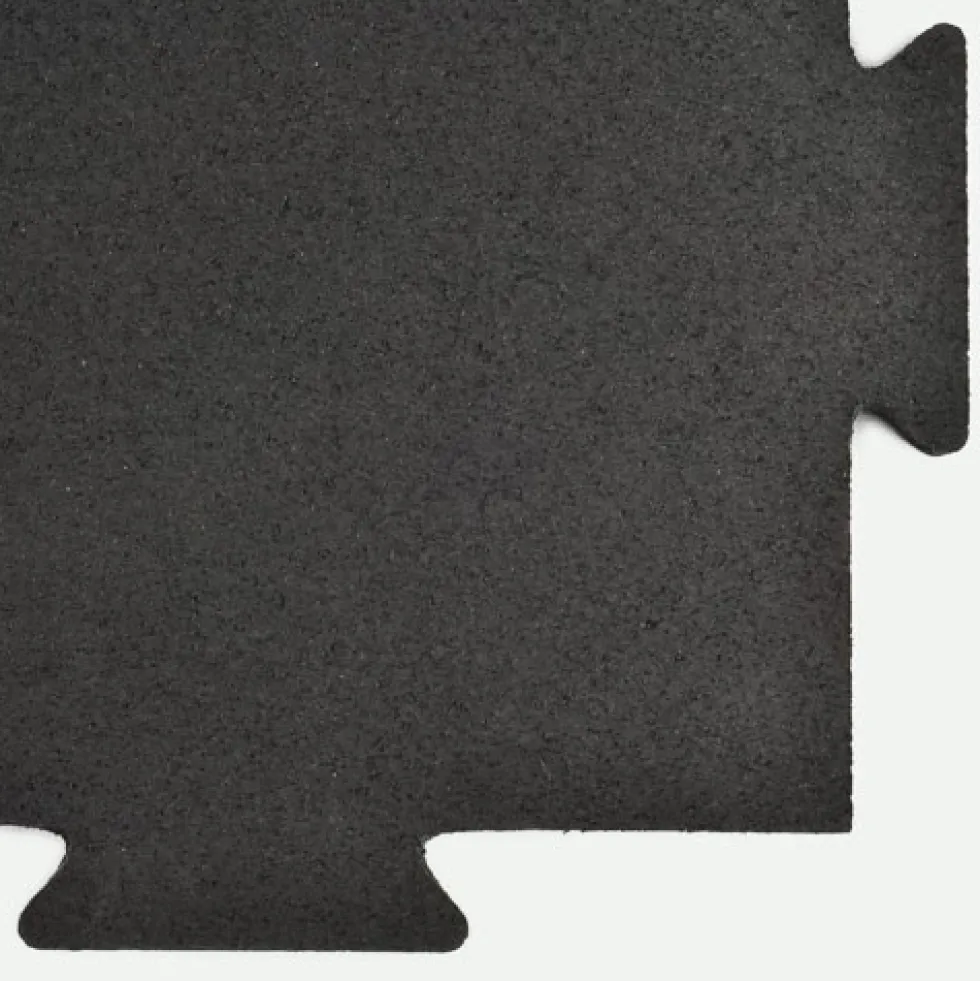Rubber Tile Interlocking Black 1/2 Inch x 2x2 Ft. Pacific