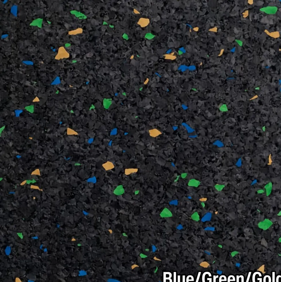Rubber Tile Interlocking 10% Color CrossTrain Custom 1/4 Inch x 2x2 Ft. Pacific