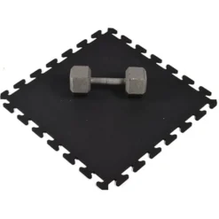 Rubber Tile Interlocking Sport Black 3/8 Inch x 2x2 Ft.