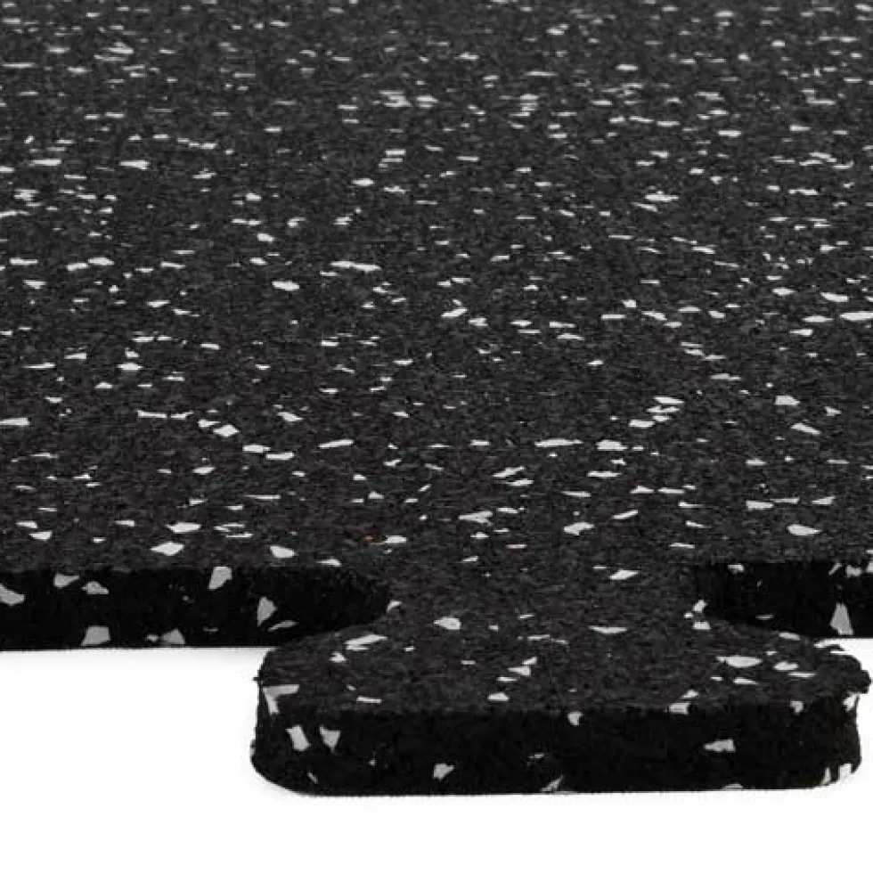 Rubber Tile Interlocking Sport West 10% Light Gray 3/8 Inch x 2x2 Ft.