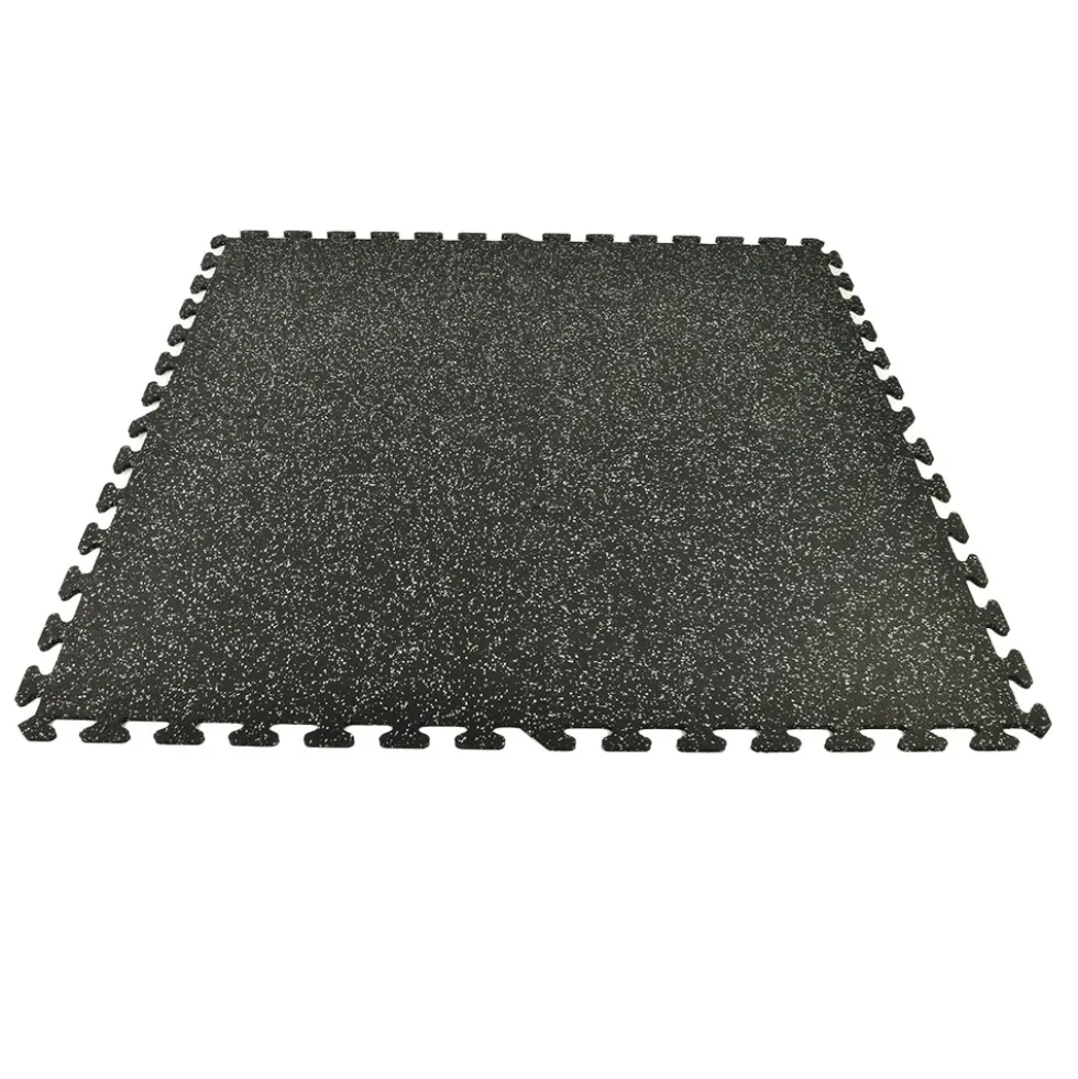 Rubber Tile Interlocking Sport West 10% Light Gray 3/8 Inch x 2x2 Ft.