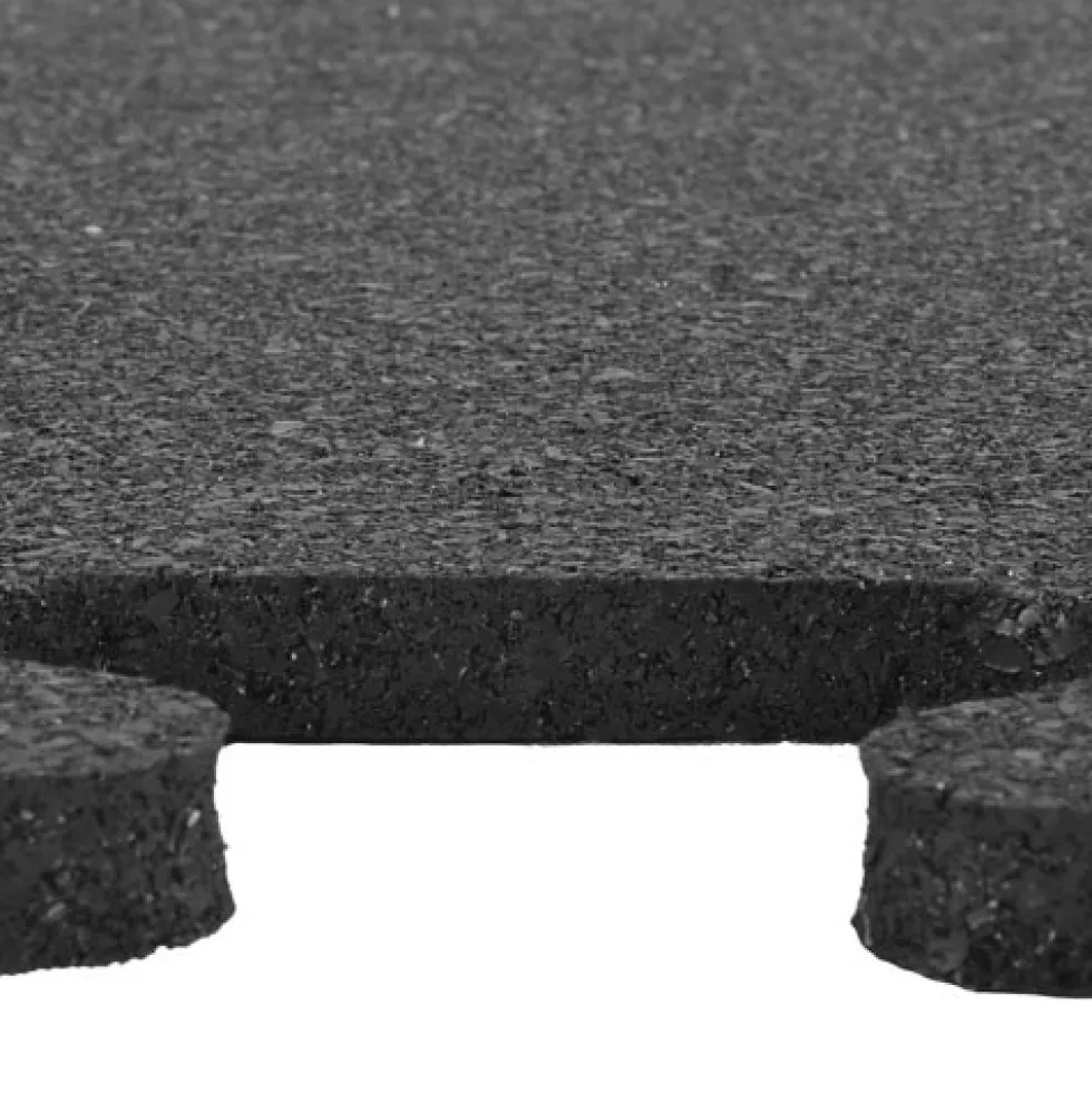 Rubber Tile Interlocking Sport West Black 3/8 Inch x 2x2 Ft.