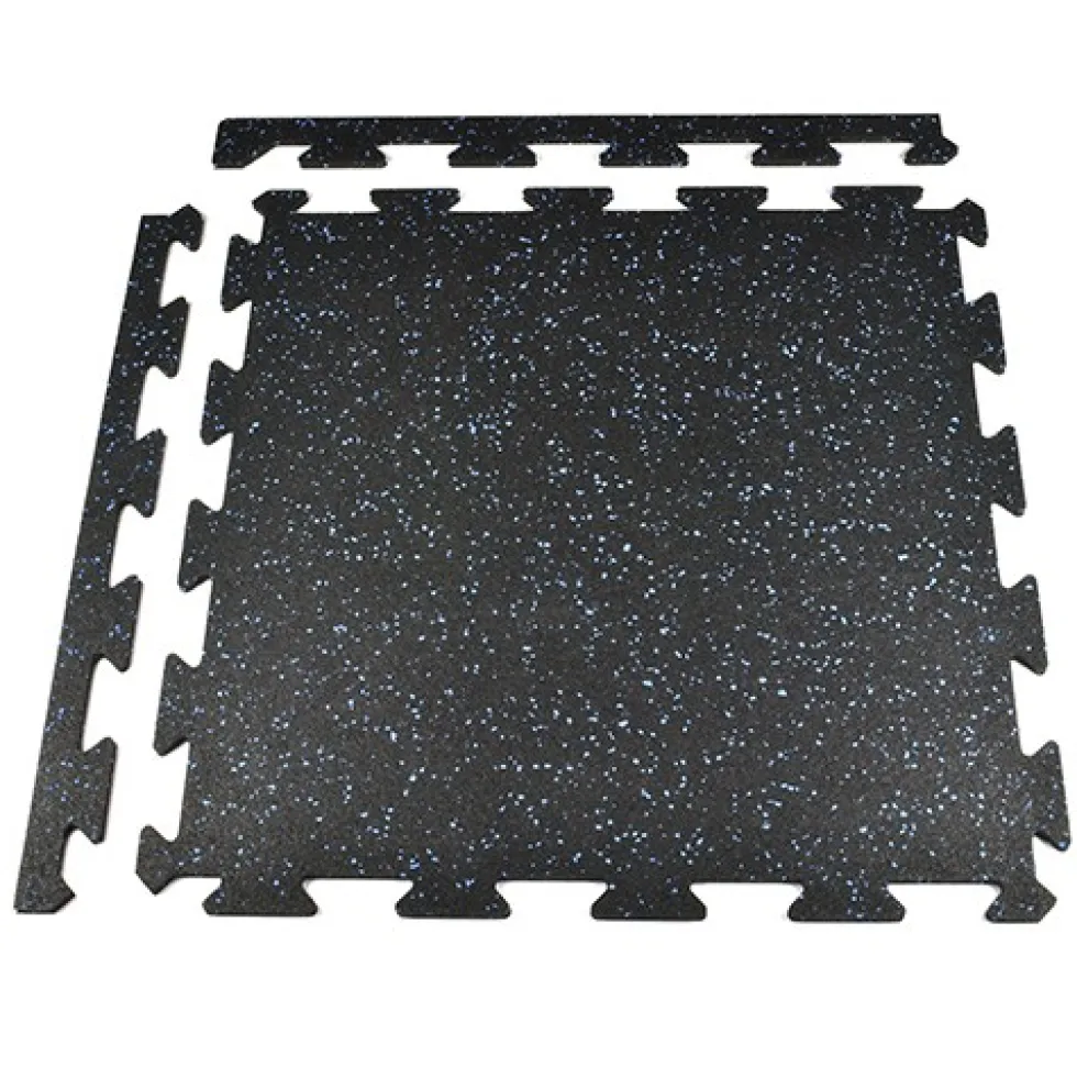 Rubber Tile Interlocks with Borders 10% Color CrossTrain 1/4 In x 25x25 In Pacific