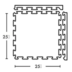 Rubber Tile Interlocks with Borders 10% Color CrossTrain 8mm x 25x25 Inches Pacific
