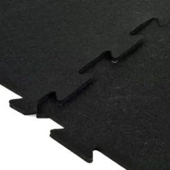 Rubber Tile Interlocks with Borders Black 1/4 Inch x 25x25 Inches Pacific