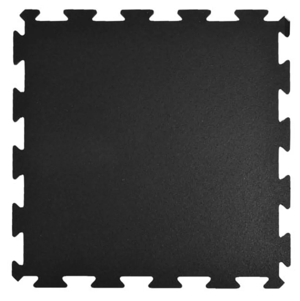 Rubber Tile Interlocks with Borders Black 8mm x 25x25 Inches Pacific