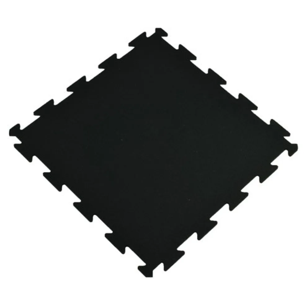Rubber Tile Interlocks with Borders Black 8mm x 25x25 Inches Pacific