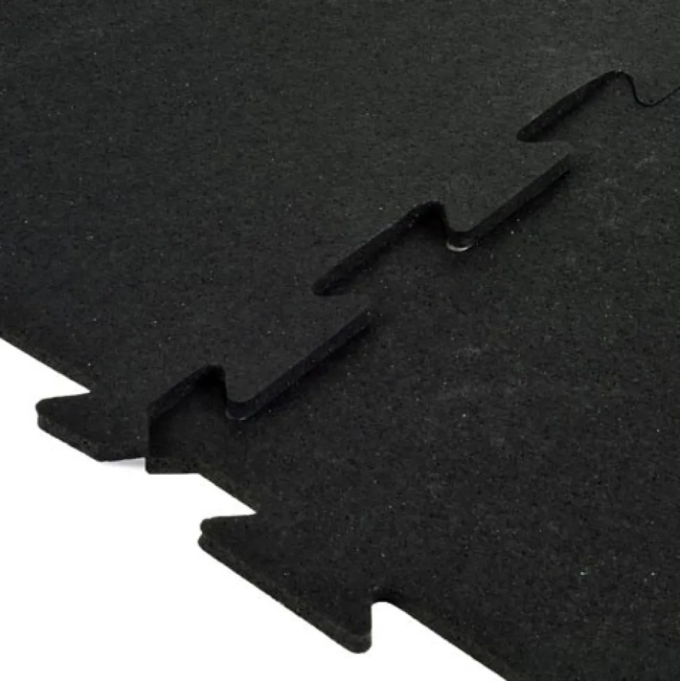 Rubber Tile Interlocks with Borders Black 8mm x 25x25 Inches Pacific