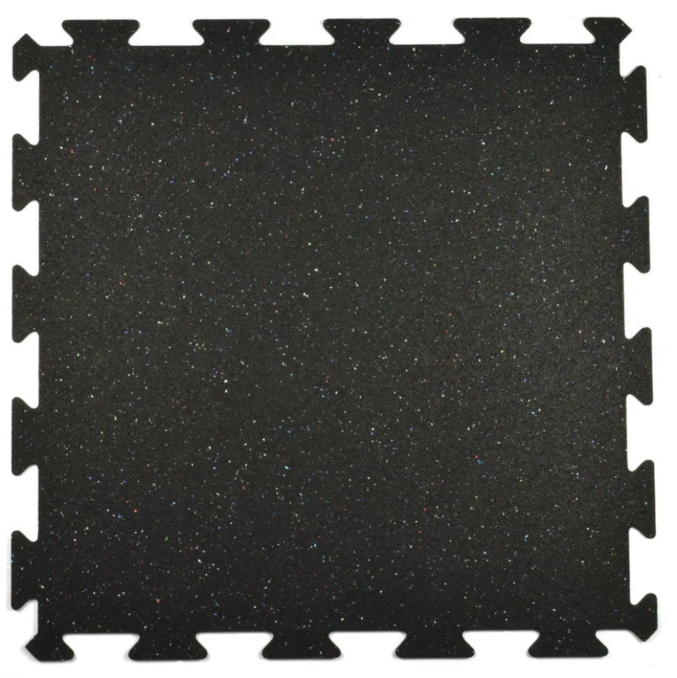Rubber Tile Interlocks with Borders Regrind 8mm 25x25 Inches Pacific