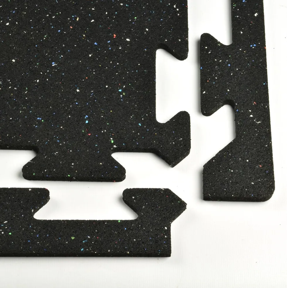 Rubber Tile Interlocks with Borders Regrind 8mm 25x25 Inches Pacific