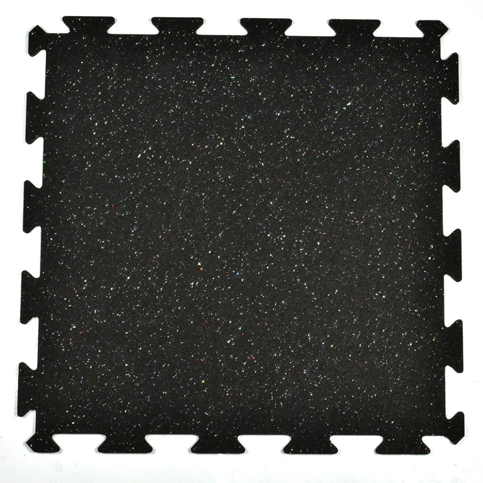 Rubber Tile Interlocks with Borders Regrind 8mm 25x25 Inches Pacific