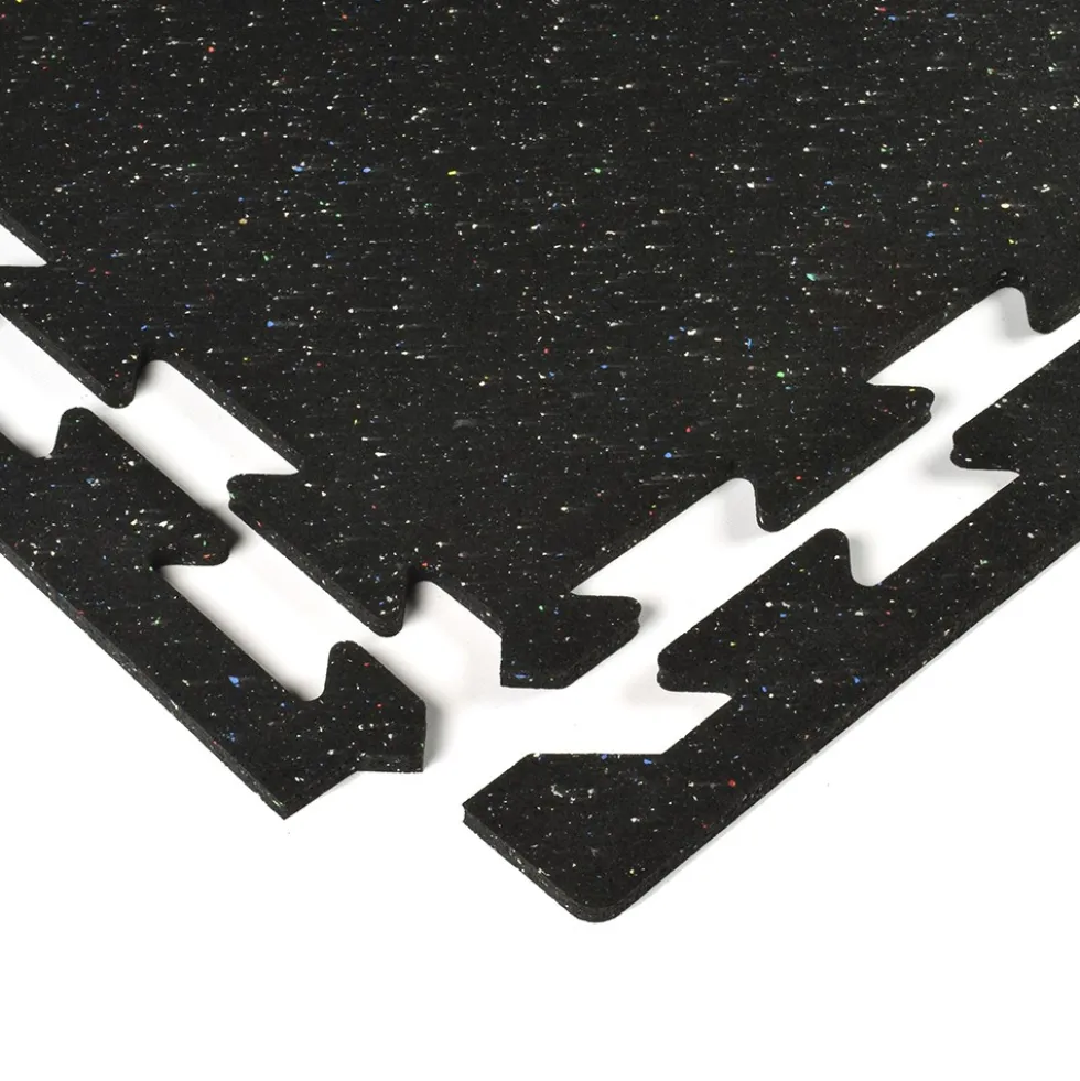 Rubber Tile Interlocks with Borders Regrind 8mm 25x25 Inches Pacific
