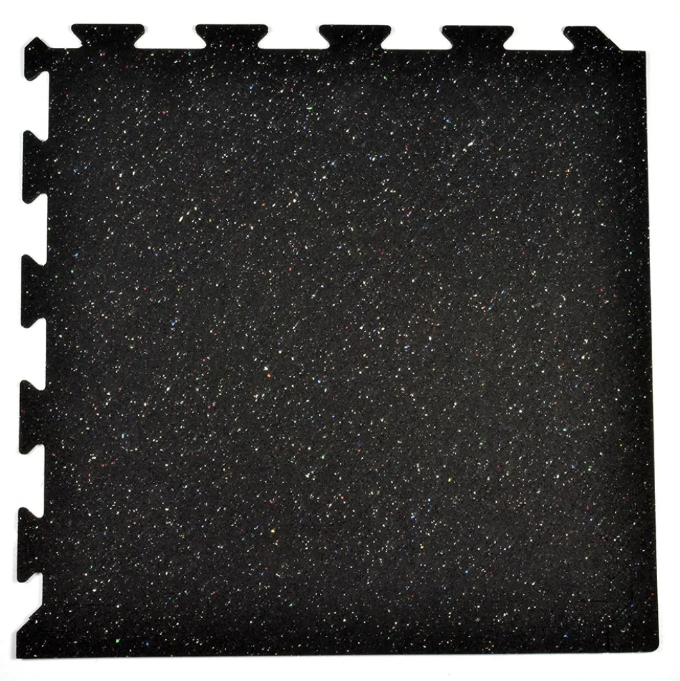 Rubber Tile Interlocks with Borders Regrind 8mm 25x25 Inches Pacific
