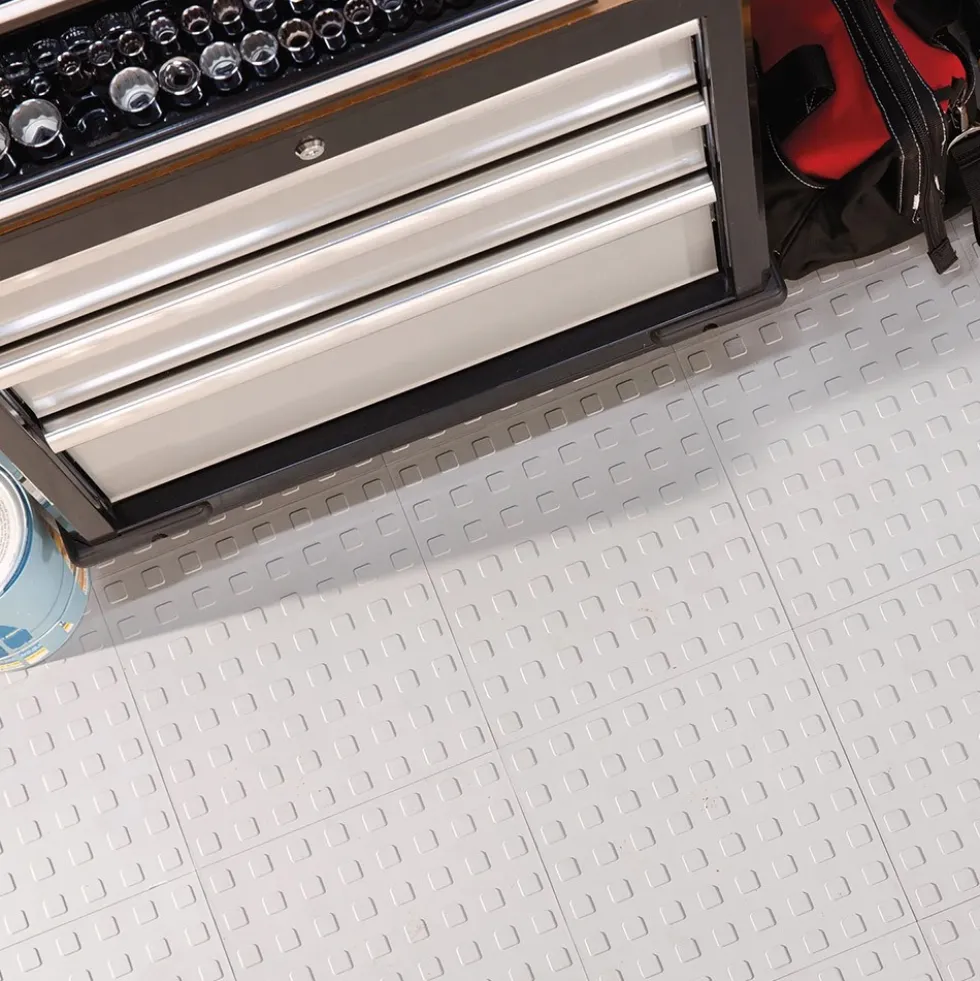 TechFloor Solid Garage Tile with Raised Squares Carton of 10