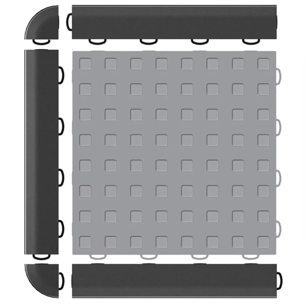 TechFloor Solid Garage Tile with Raised Squares Carton of 10