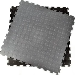 Warehouse Floor Coin PVC Tile Black 1/4 Inch x 19.625x19.625 Inches